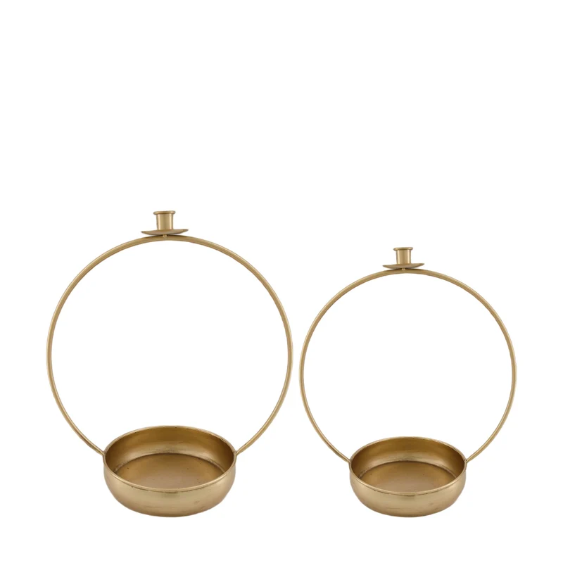 S/2 Kerzenhalter Metall 37,5x22x42cm Antikgold