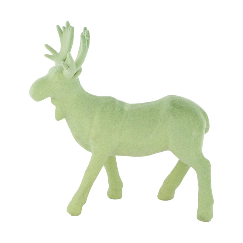 Rentierfigur aus Polyresin, 19 x 7 x 19 cm, Grün