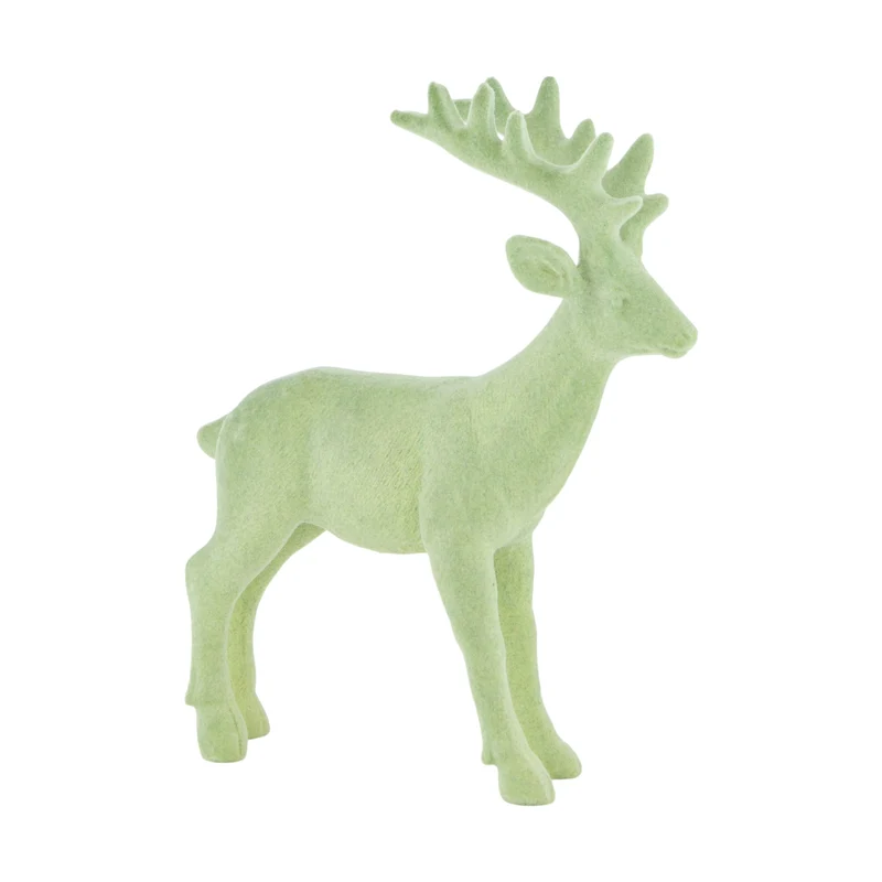 Rentierfigur aus Polyresin, 15 x 4 x 18 cm, Grün