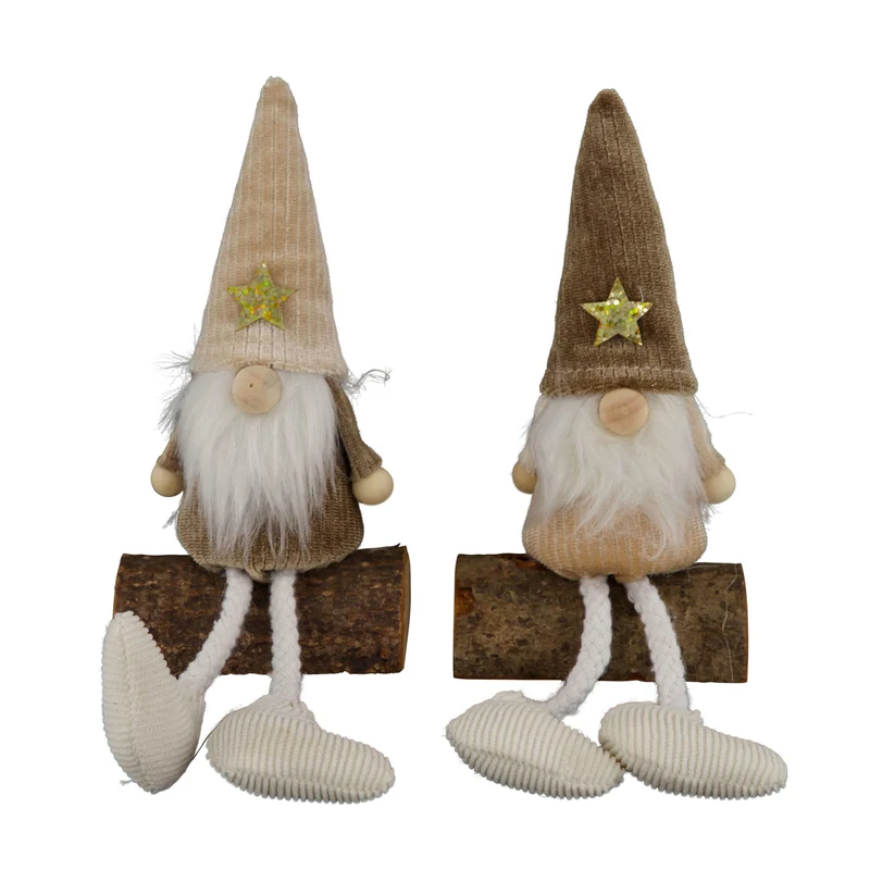 Zwergenfigur aus Polyester auf Ständer, 7,5 x 4,5 x 14 cm, Braun-Mix