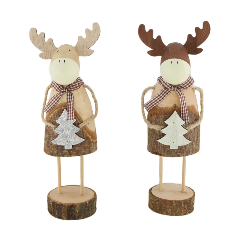 Figur Reh aus Holz 10,5x7x28cm Braun/Natur gemischt