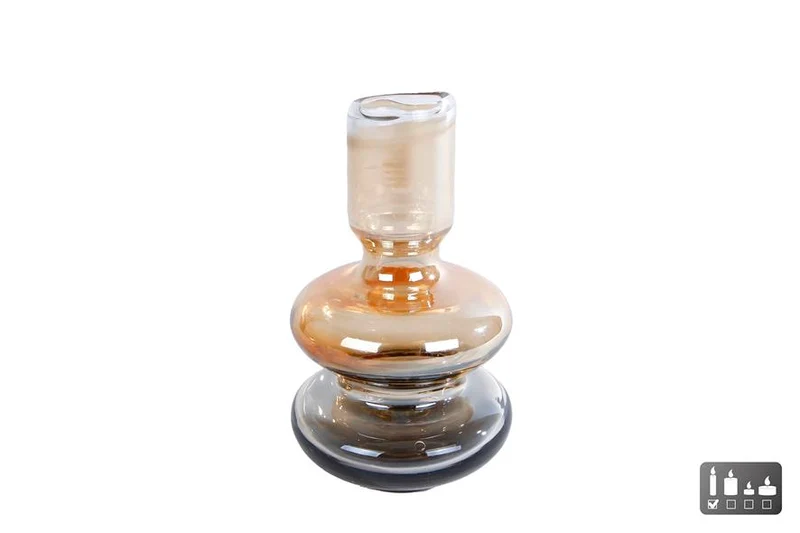Kerzenhalter "Kim" Bernstein/Messglas 6x6x11,5cm