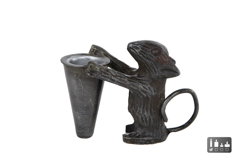 Kerzenhalter "Mouse" antikgrau Metall 9,5x4,5x7cm
