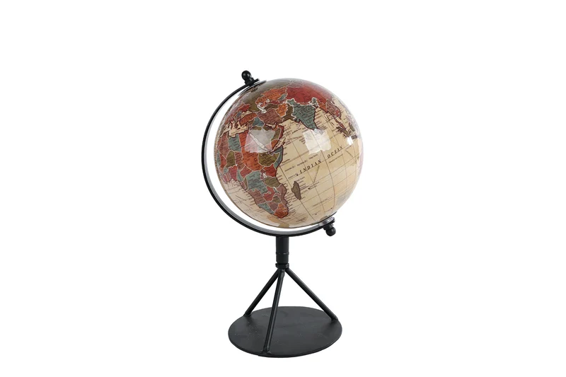 Weltkugel "World" S beige/schwarz Mango 12,5x15x27cm