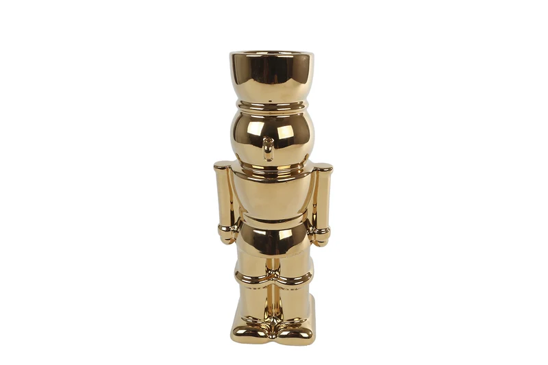 Skulptur "Nussknacker" aus goldfarbenem Steingut, 9x6,5x22,5cm