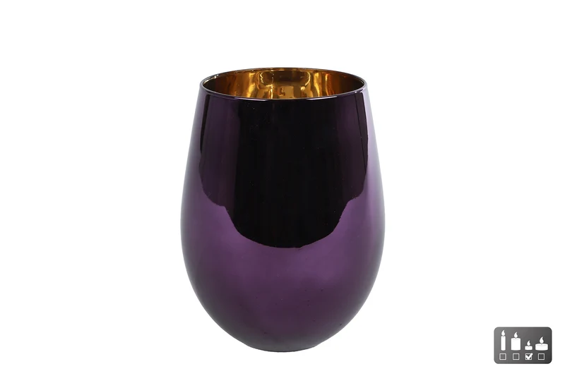 Windlicht "Martien" lila/goldfarbenes Glas 7,2x5x12cm