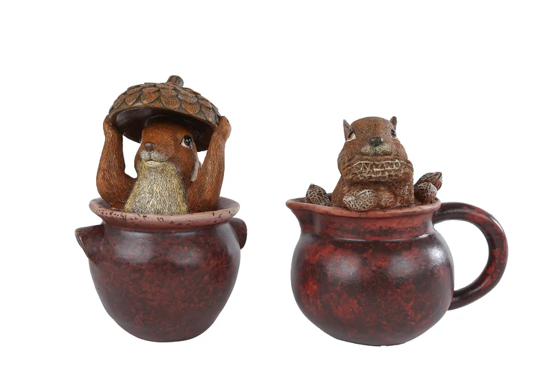 Skulptur "Eichhörnchen" braun, 2er-Set, Polyresin, 11,5x10,3x17cm