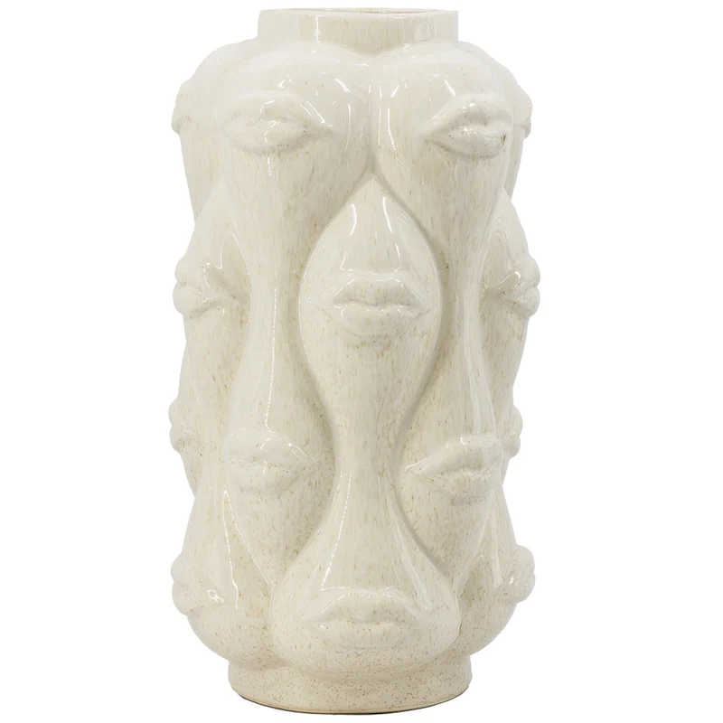 Keramikvase Lippenform beige 19x19x35cm
