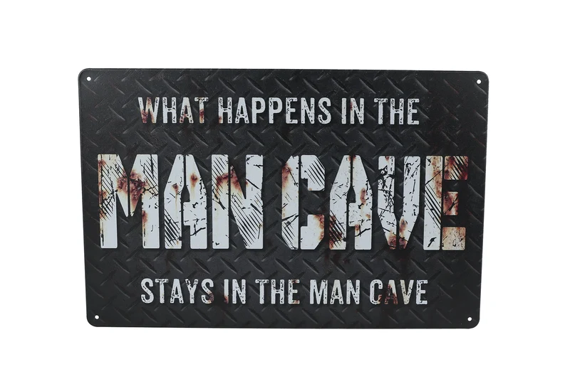 Wandbord "Mancave" aus schwarzem Metall, 30x20x0,5cm