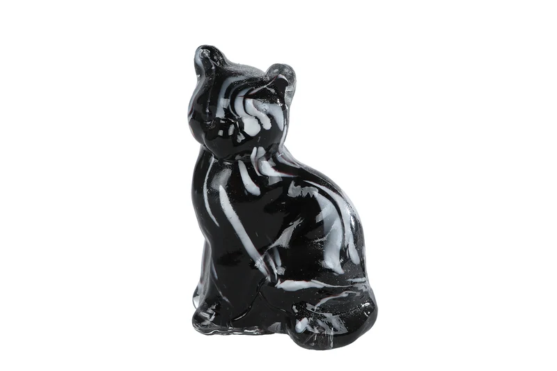 Skulptur "Katze" grau/schwarz Glas 6,5x5x10cm