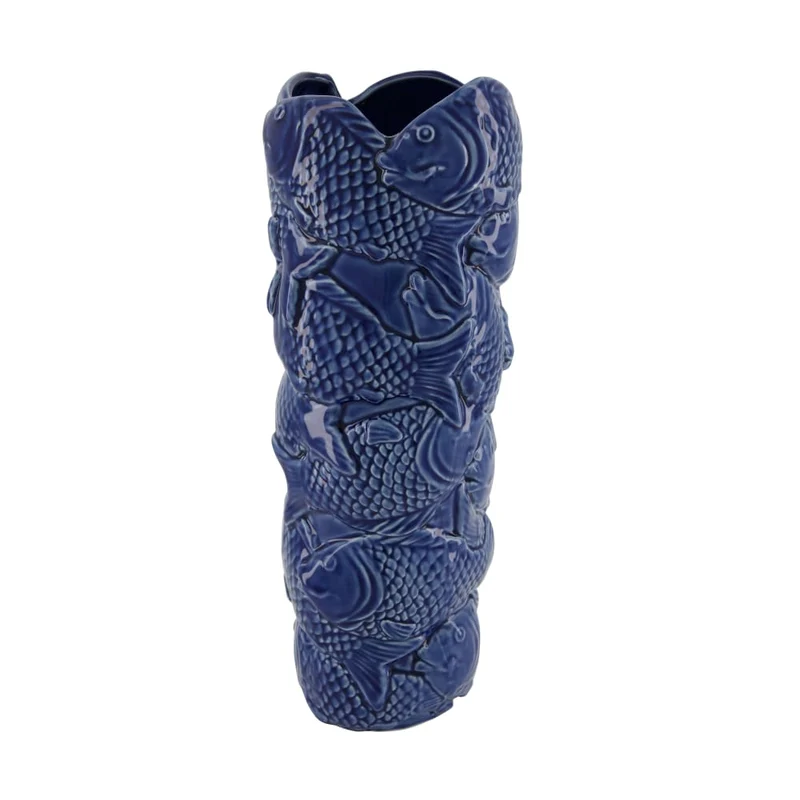 Vase Fisch Porzellan 14,5x13,5x37cm Blau