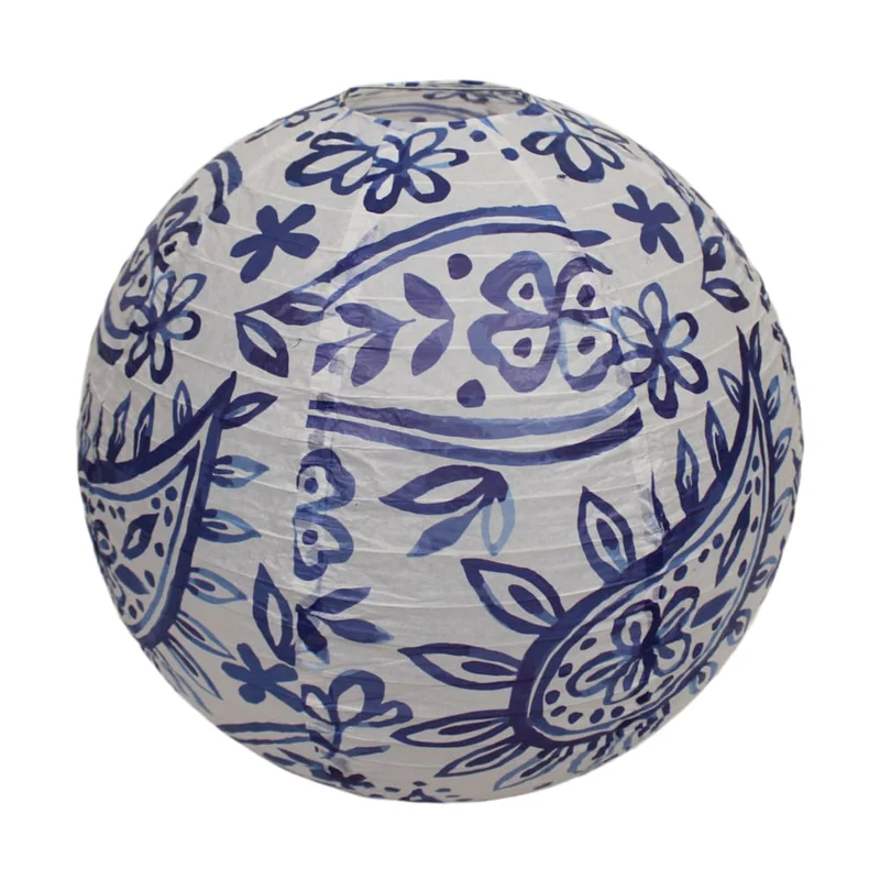 Lampion-Druckpapier 40x40x40cm Blau/Weiß