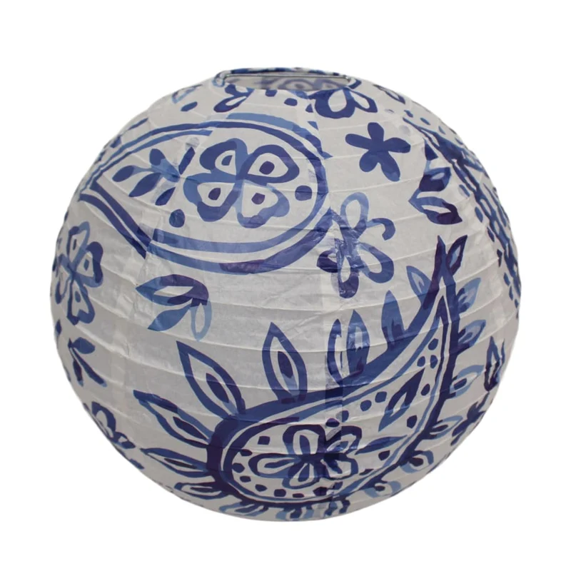 Lampion-Druckpapier 30x30x30cm Blau/Weiß