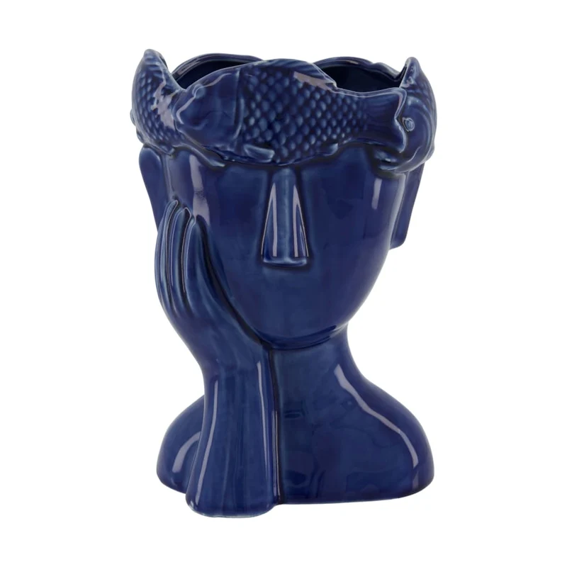 Vase aus Porzellan, 16x15,8x23,3 cm, Blau