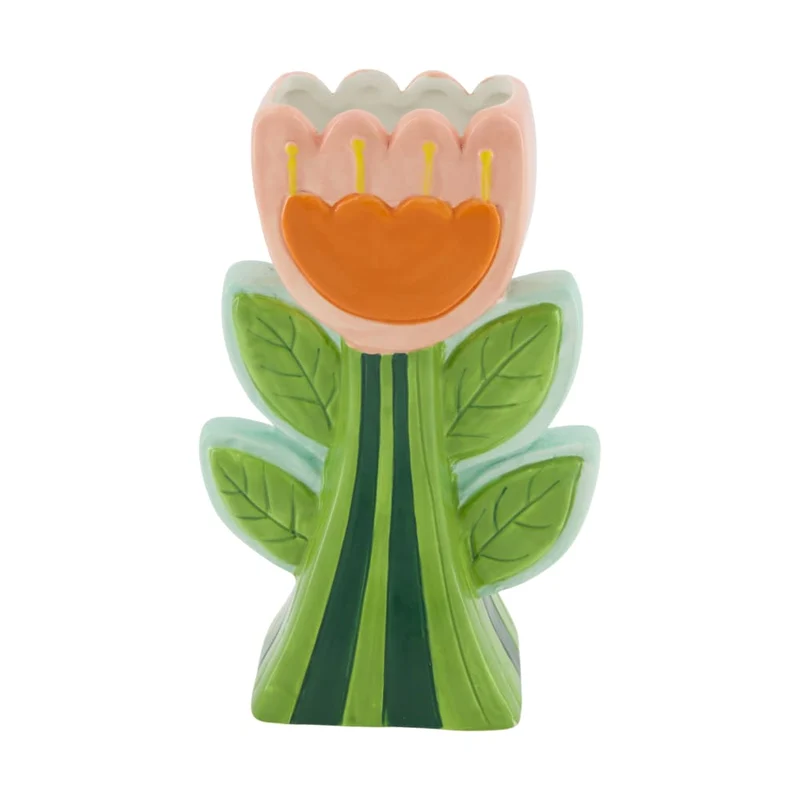 Keramikvase 14x7x22cm Mehrfarbig