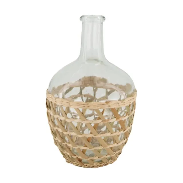 Flaschenglas mit Rattan Ø16x26cm Natur