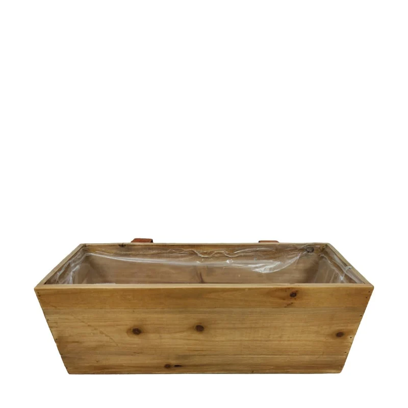 Hängepflanzgefäß aus Holz mit Kunststoff, 38x13x14cm, Natur