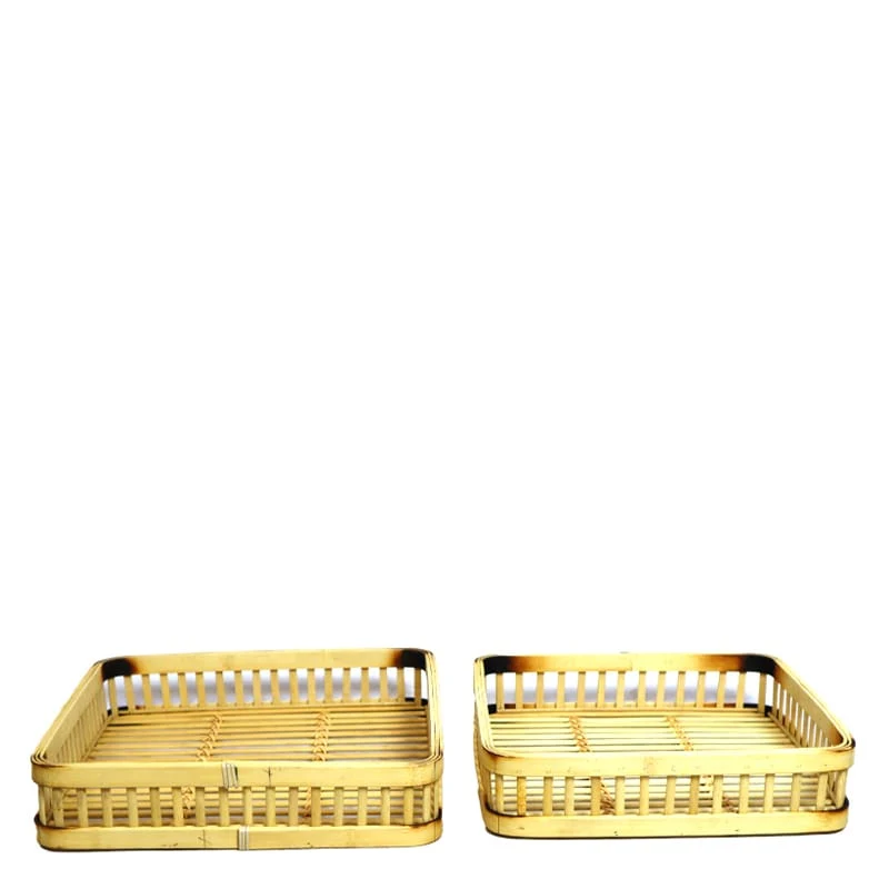 S/2 Tablett Bambus 36x36x7,5cm Natur