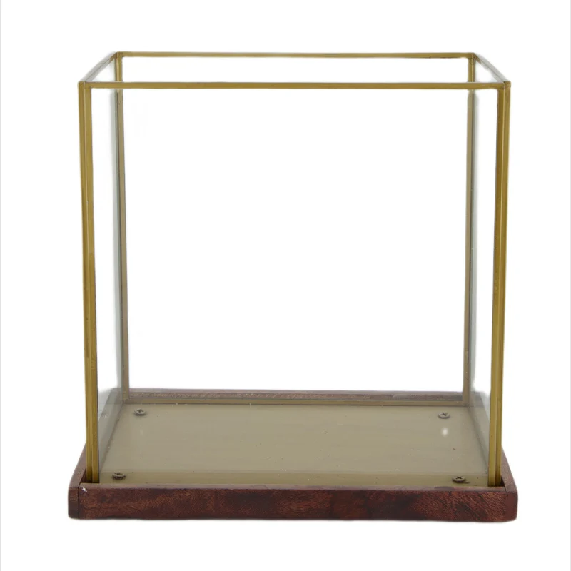 Kerzenhalter aus Glas, 24x14,5x23,5 cm, Antikmessing