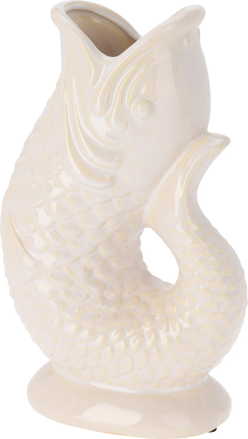 Keramikvase mit offener Öffnung, weiß, 16 x 9,7 x 26,5 cm