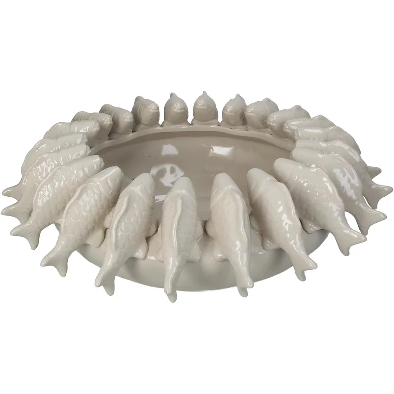 Schale Fische Steingut Elfenbein 37,5x37,5x15cm