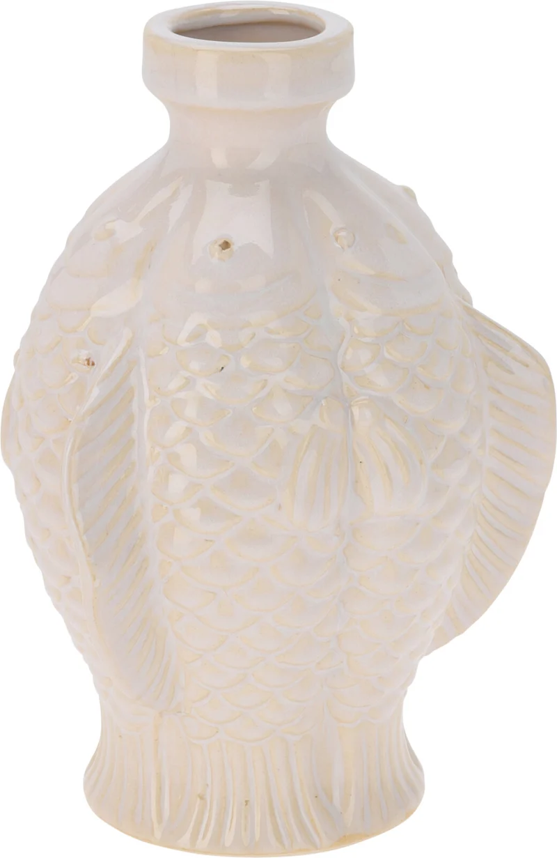 VASE FISCHE KERAMIK WEISS 13,5X20CM