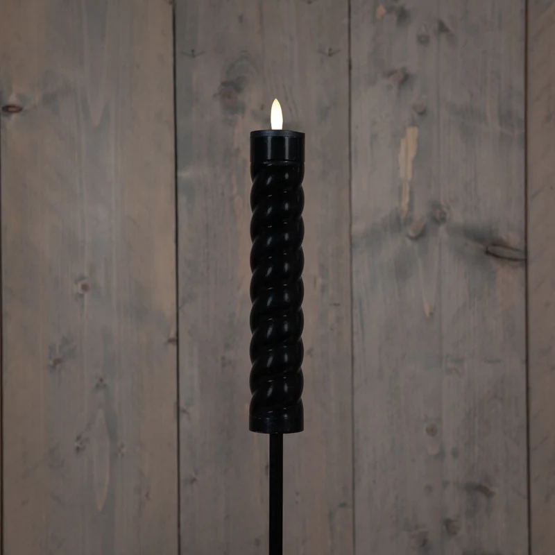 SOLAR SWIRL FACKEL SCHWARZ 3D DOCHT 21X4CM AUF 76CM STAB
