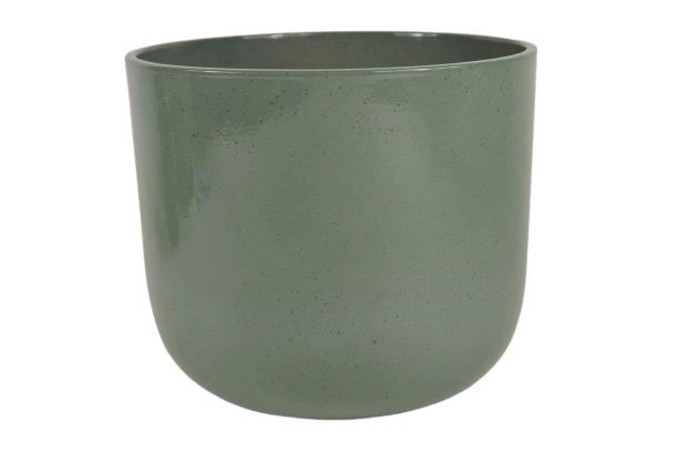 Blumentopf Boule Granit grün glänzend 32cm