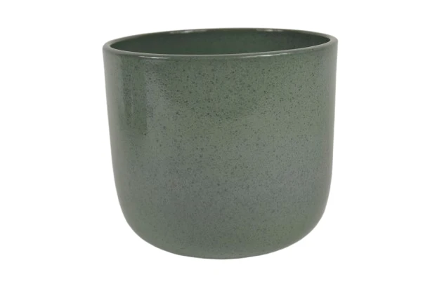Blumentopf Boule Granit grün glänzend 22cm