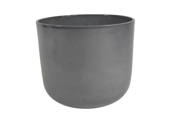 Blumentopf Boule Granit grau glänzend 28cm