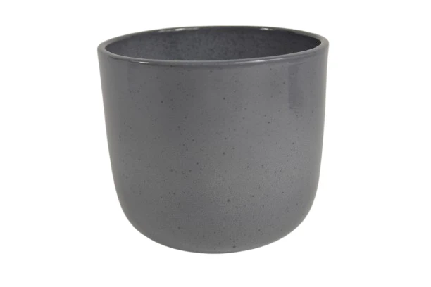 Blumentopf Boule Granit grau glänzend 18cm
