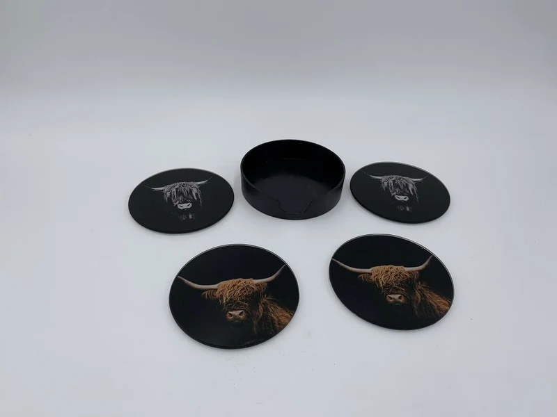 Set mit 4 Glasuntersetzern Ø10cm Buffalo Schwarz/Braun