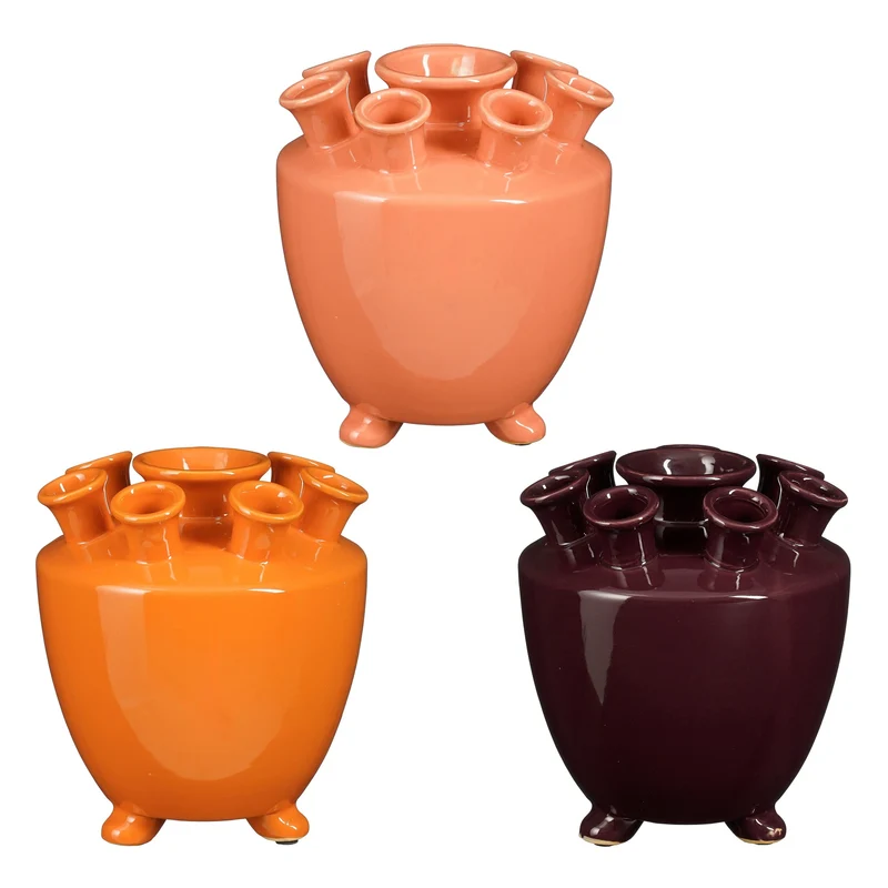 Otilia Tulpenvase lila rosa orange 3er Set - H20,5 x D18cm