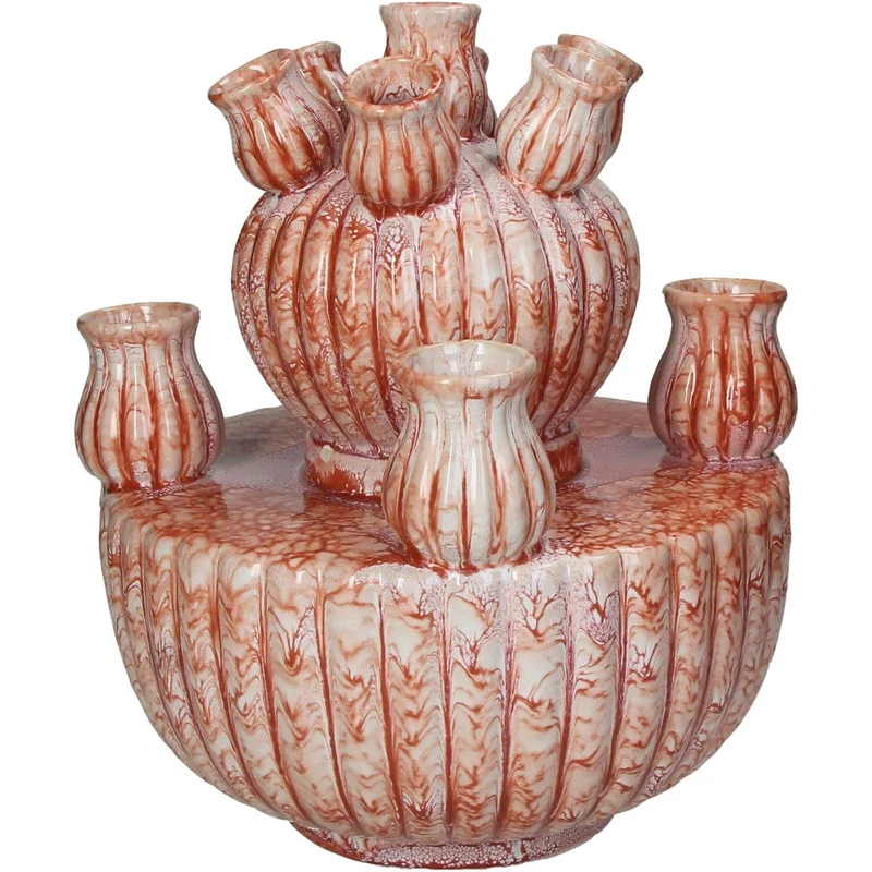 Vase aus Steingut, orange, 23,5 x 23,5 x 27,5 cm