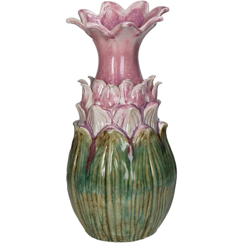 Vase aus Steingut, rosa, 16x16x34,5cm