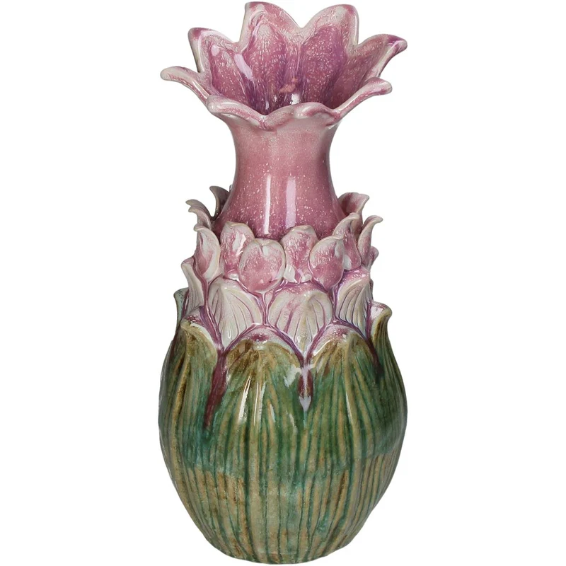 Vase aus Steingut, rosa, 16x16x34,5cm