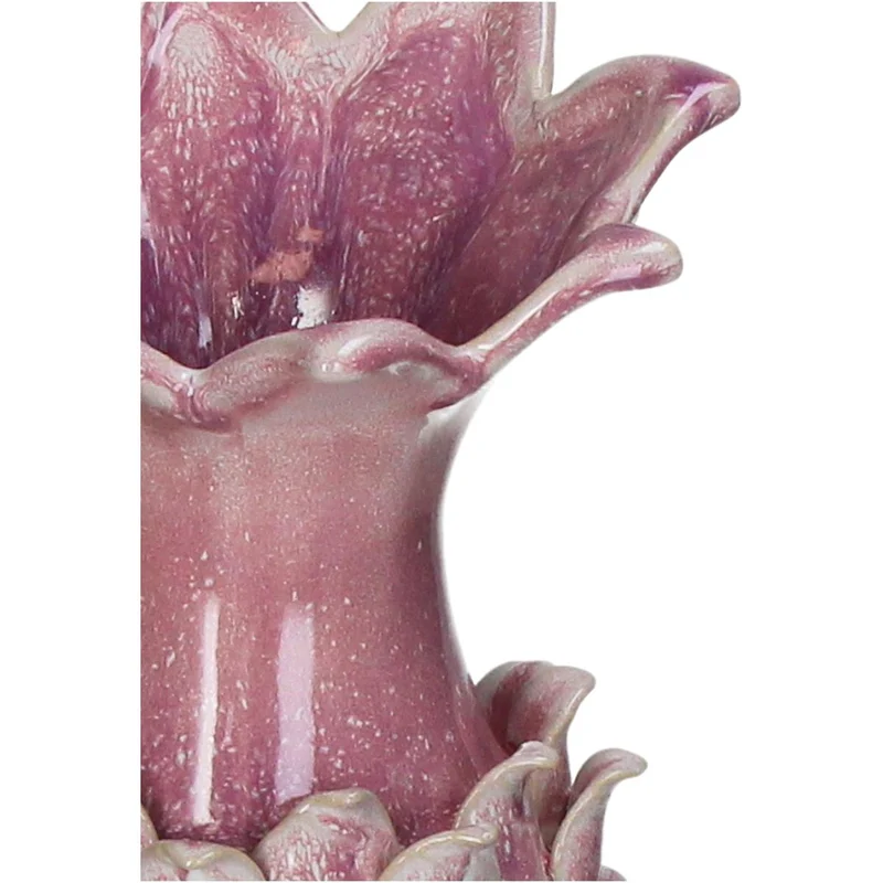 Vase aus Steingut, rosa, 16x16x34,5cm