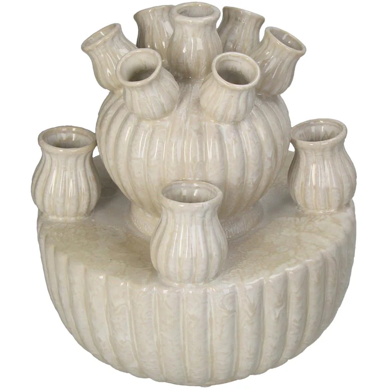 Vase Steingut Elfenbein 23,5x23,5x27,5cm