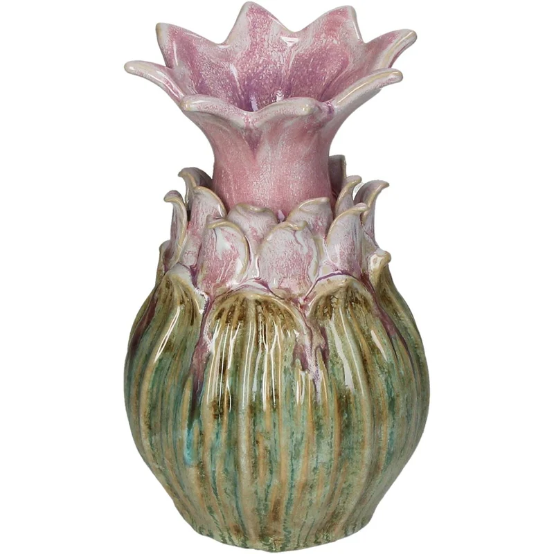 Vase Steingut Rosa 13x13x21,5cm