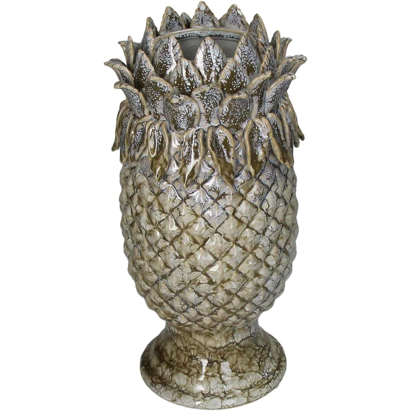 Vase Steingut Grün 13,5x13,5x29cm