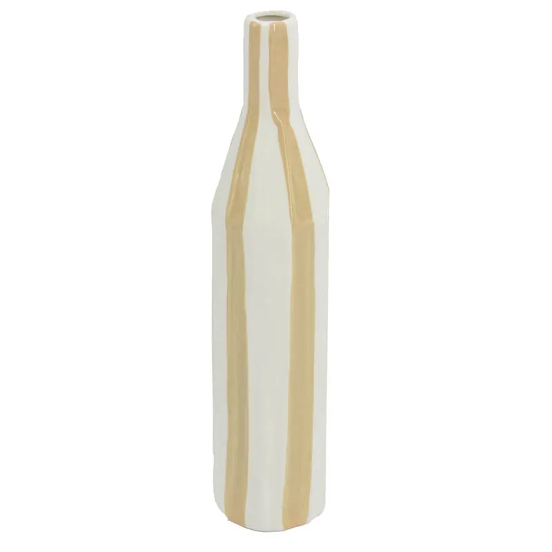Keramikvase Streifenmuster schlammfarben 6,2x6,2x28,5cm