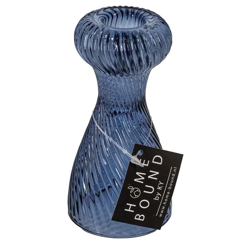 Kerzenständer aus Glas, blau, 6x6x12cm