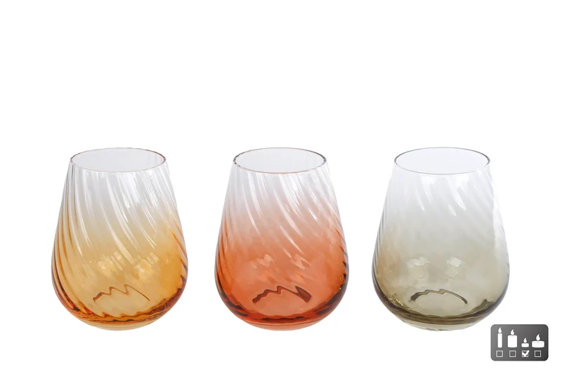 Windlicht "Martien" gerippt klar 3 sortiertes Glas 7.2x5x12cm