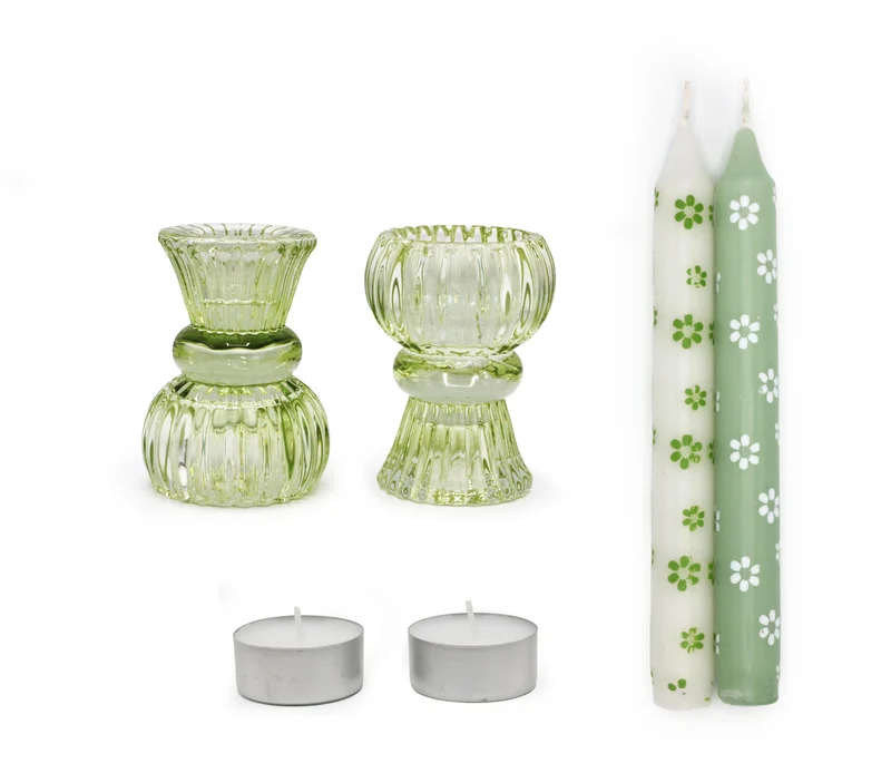 Seasons Geschenkbox Mit Liebe Duo Kerzenhalter grüne Blume