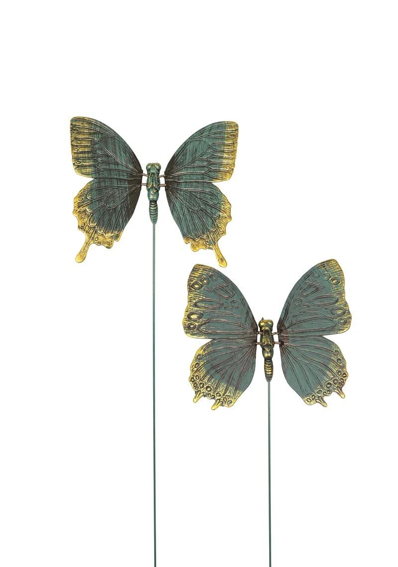 SCHMETTERLING BRONZE 15CM/60CM STECKER 2 SORTIERT KUNSTSTOFF
