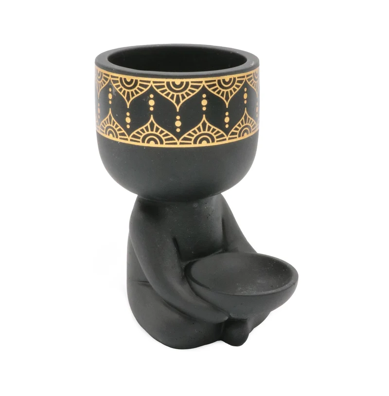 Buddha l.10 b.7.5 h.12.5 cm schwarz - Zement