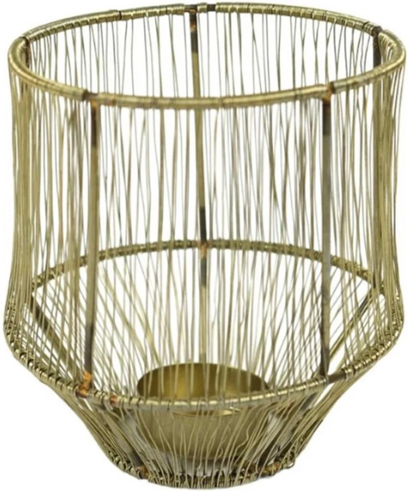 Teelichthalter Vintage Metall goldfarben 12x12x13 cm