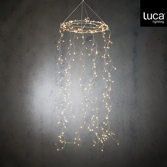 Kronleuchter klassisch weiß 240 LED IP44 mit Timer - L100 x D30 cm