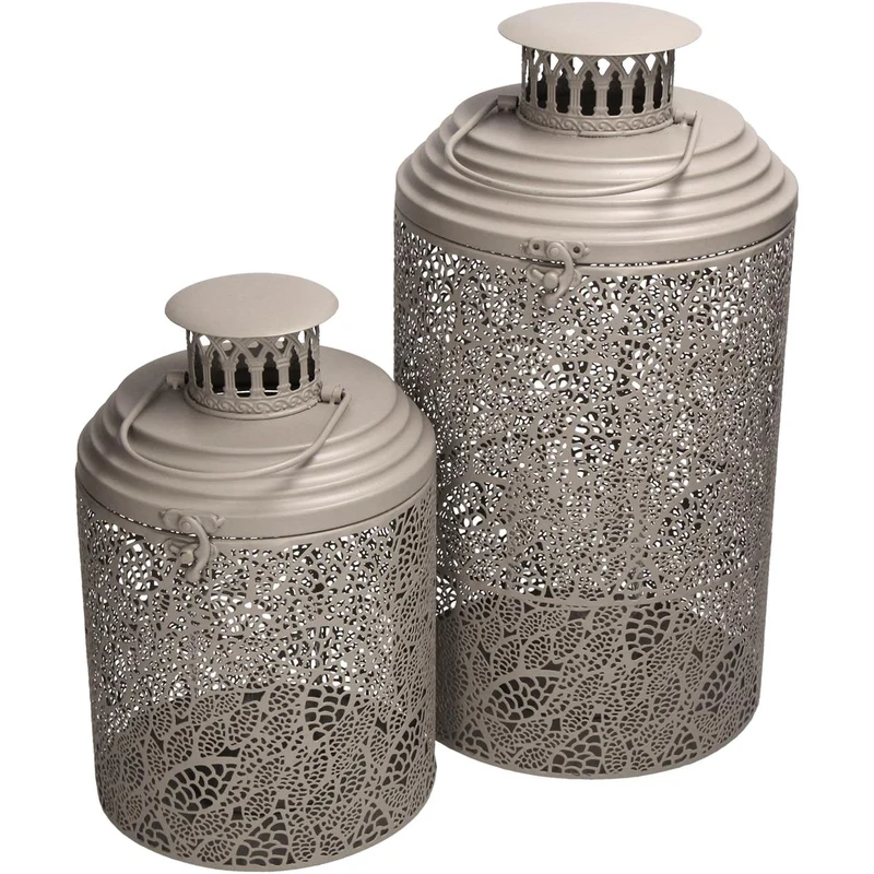 Laterne Metall Elfenbein 21x21x39cm 2er Set