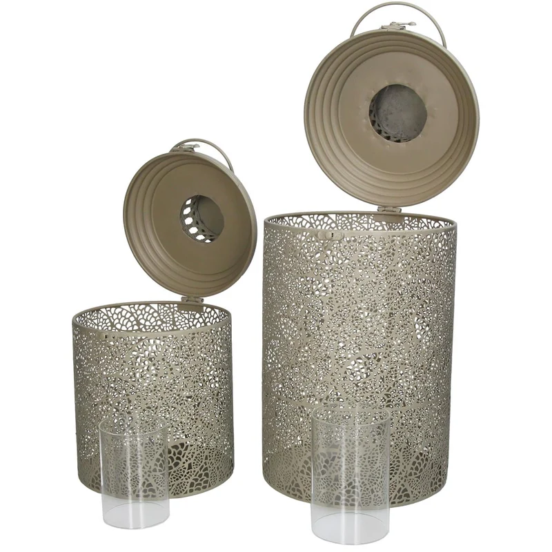 Laterne Metall Elfenbein 21x21x39cm 2er Set
